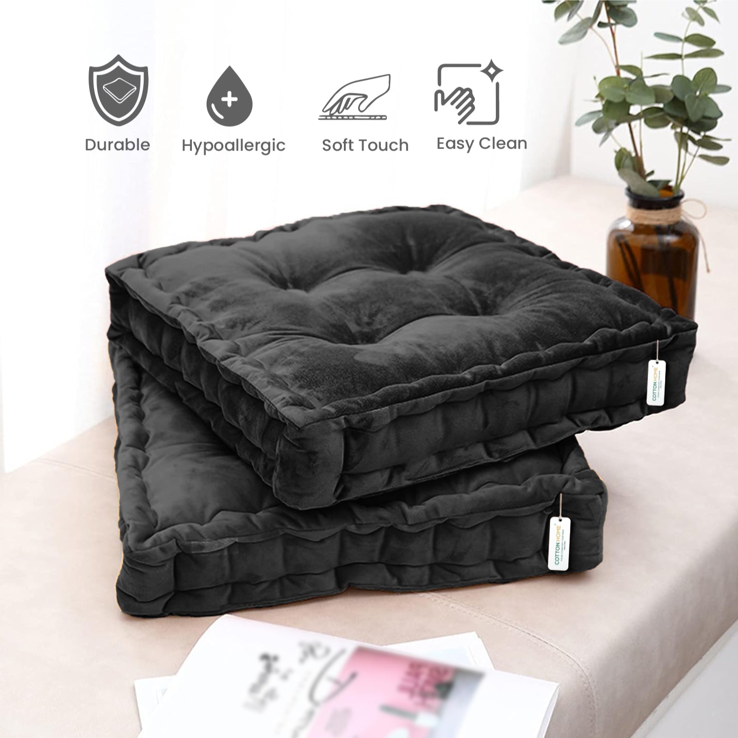 Serenity Velvet Multipurpose Seat Cushion 40x40cm Square Shape Seating