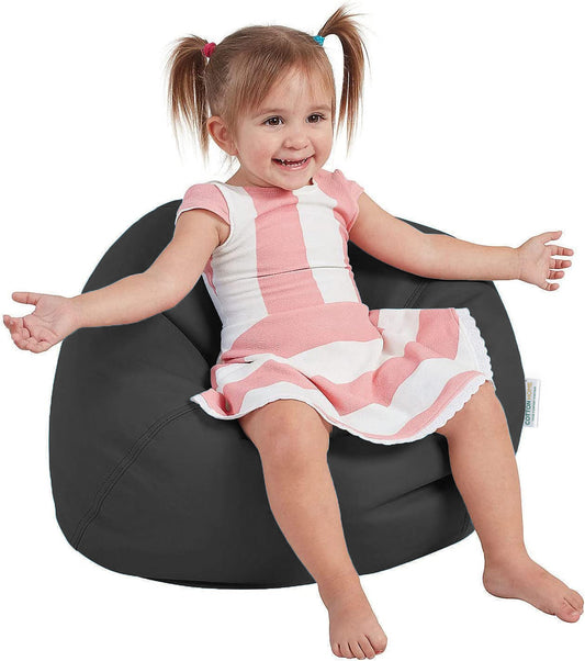 Kids Bean Bag Black Small Size Indoor Outdoor Furniture Sofa Zipper Closure Couch PU Leather Polystyrene Beads Filling Chair Comfy Washable Durable Room Organizer for kids 50x80x80cm - Cotton Home