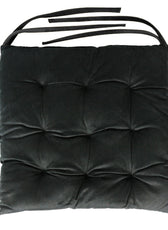 Velvet Slip Free Tufted  Chair Cushion Black 40x40cm - Pack of 4 - Cotton Home