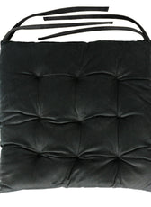 Velvet Slip Free Tufted  Chair Cushion Black 40x40cm - Cotton Home