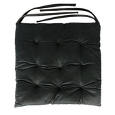 Velvet Slip Free Tufted  Chair Cushion Black 40x40cm - Pack of 2