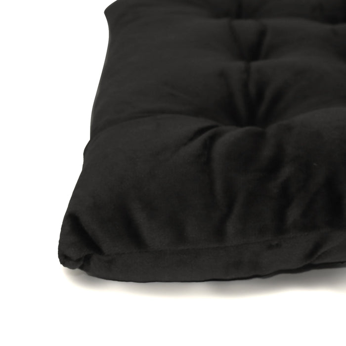 Velvet Slip Free Tufted  Chair Cushion Black 40x40cm - Pack of 2
