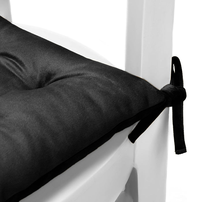 Velvet Slip Free Tufted  Chair Cushion Black 40x40cm