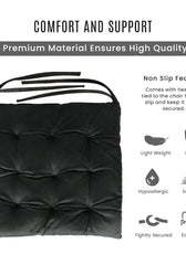 Velvet Slip Free Tufted  Chair Cushion Black 40x40cm - Cotton Home