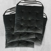 Velvet Slip Free Tufted  Chair Cushion Black 40x40cm - Pack of 4