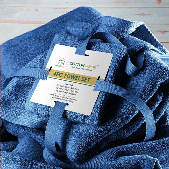 Cotton Home Ultimate Towel Collection - 4 Piece Bundle Blue