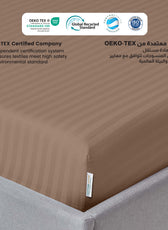 Stripe Fitted Sheet Set Queen 160x200+30cm with Pillowcases Light Brown