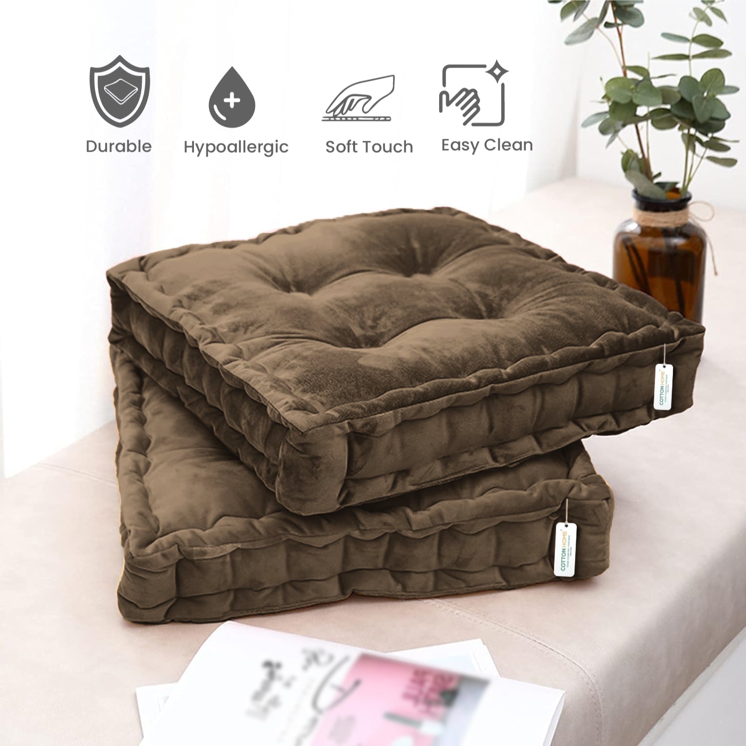 Serenity Velvet Multipurpose Seat Cushion 40x40cm Square Shape Seating