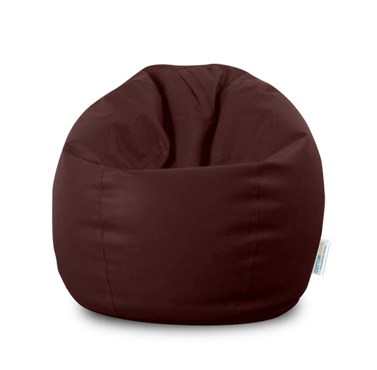 Kids Bean Bag Brown Small Size Indoor Outdoor Furniture Sofa Zipper Closure Couch PU Leather Polystyrene Beads Filling Chair Comfy Washable Durable Room Organizer for kids 50x80x80cm - Cotton Home
