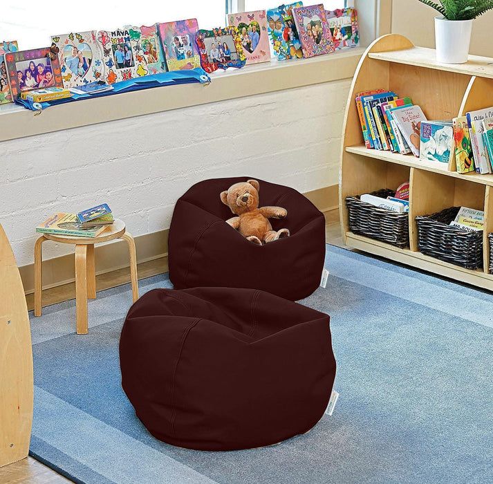 Kids Bean Bag Brown Small Size Indoor Outdoor Furniture Sofa Zipper Closure Couch PU Leather Polystyrene Beads Filling Chair Comfy Washable Durable Room Organizer for kids 50x80x80cm