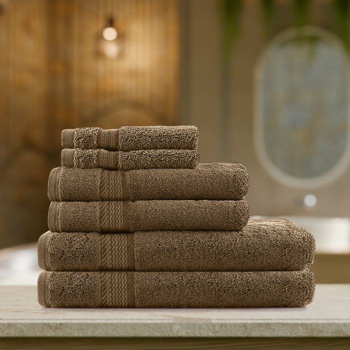 Cotton Home Ultimate Towel Collection - 6 Piece Bundle Brown