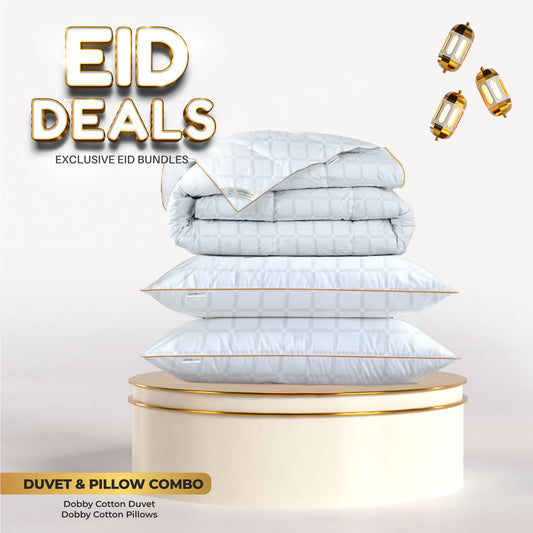 Eid Exclusive Deals on Egyptian Cotton Dobby Duvet and Pillows - Grid