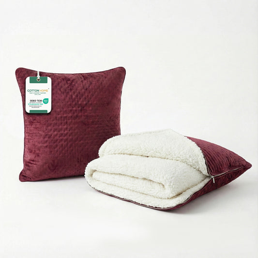 Dormella 2-in-1 Cushion with Blanket 40x40cm Cushion with 220x240cm Blanket Burgundy
