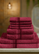 Cotton Home Ultimate Towel Collection - 8 Piece Bundle Burgundy - Cotton Home