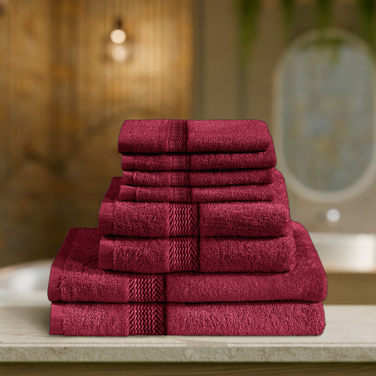 Cotton Home Ultimate Towel Collection - 8 Piece Bundle Burgundy - Cotton Home