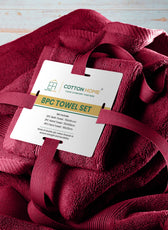 Cotton Home Ultimate Towel Collection - 8 Piece Bundle Burgundy - Cotton Home