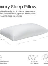 Four Seasons Side Sleeper Light Weight Medium Firm Pillow Pack of 2 50x75cm 1200g - Cotton Home