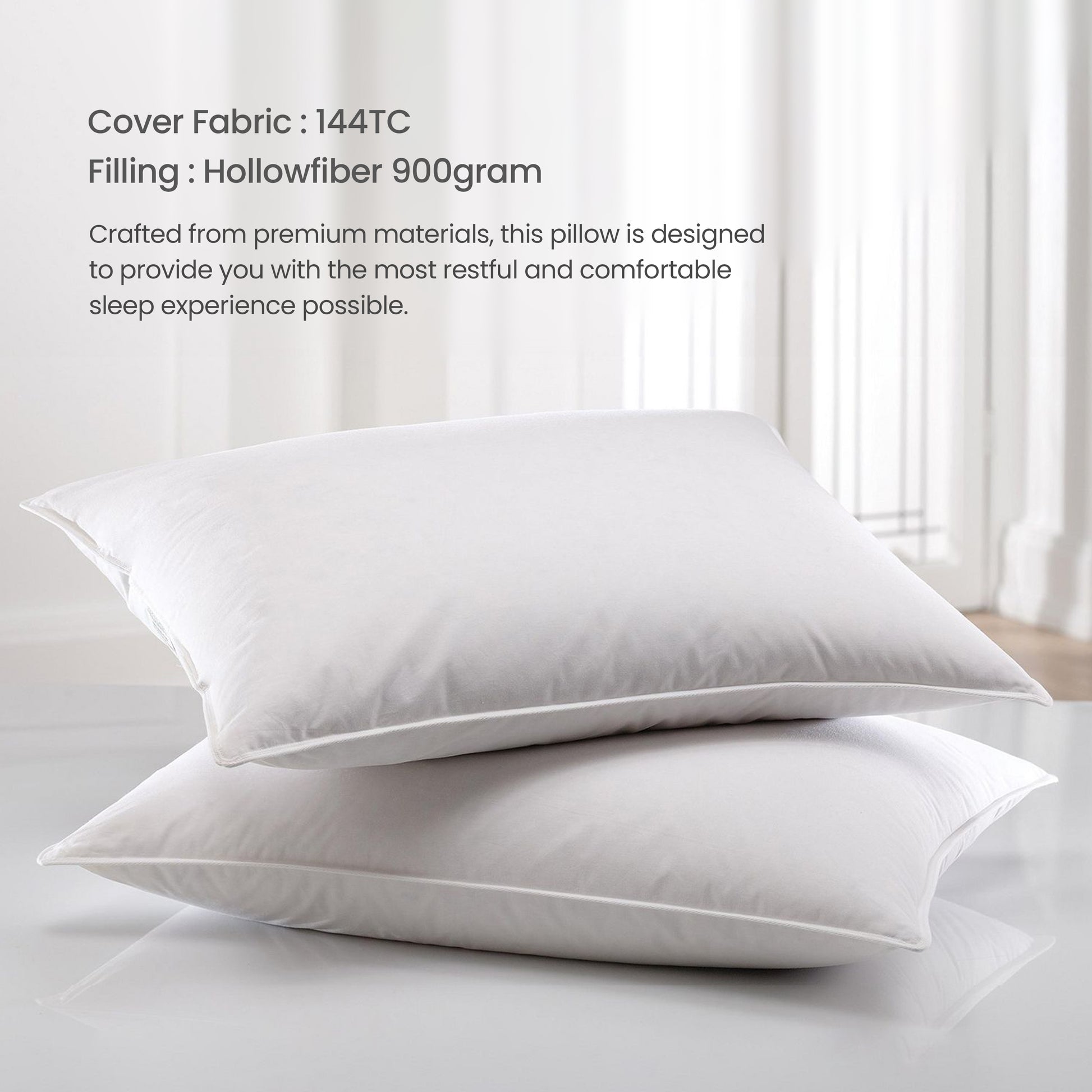 Exquisite Sleep Pillow Standard Size 50x75cm with Self Cord for Ultimate Support Ergonomically designed for Side Sleepers 900g