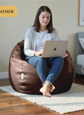 Adult Bean Bag Chair Premium PU Leather  62x105cm - Brown