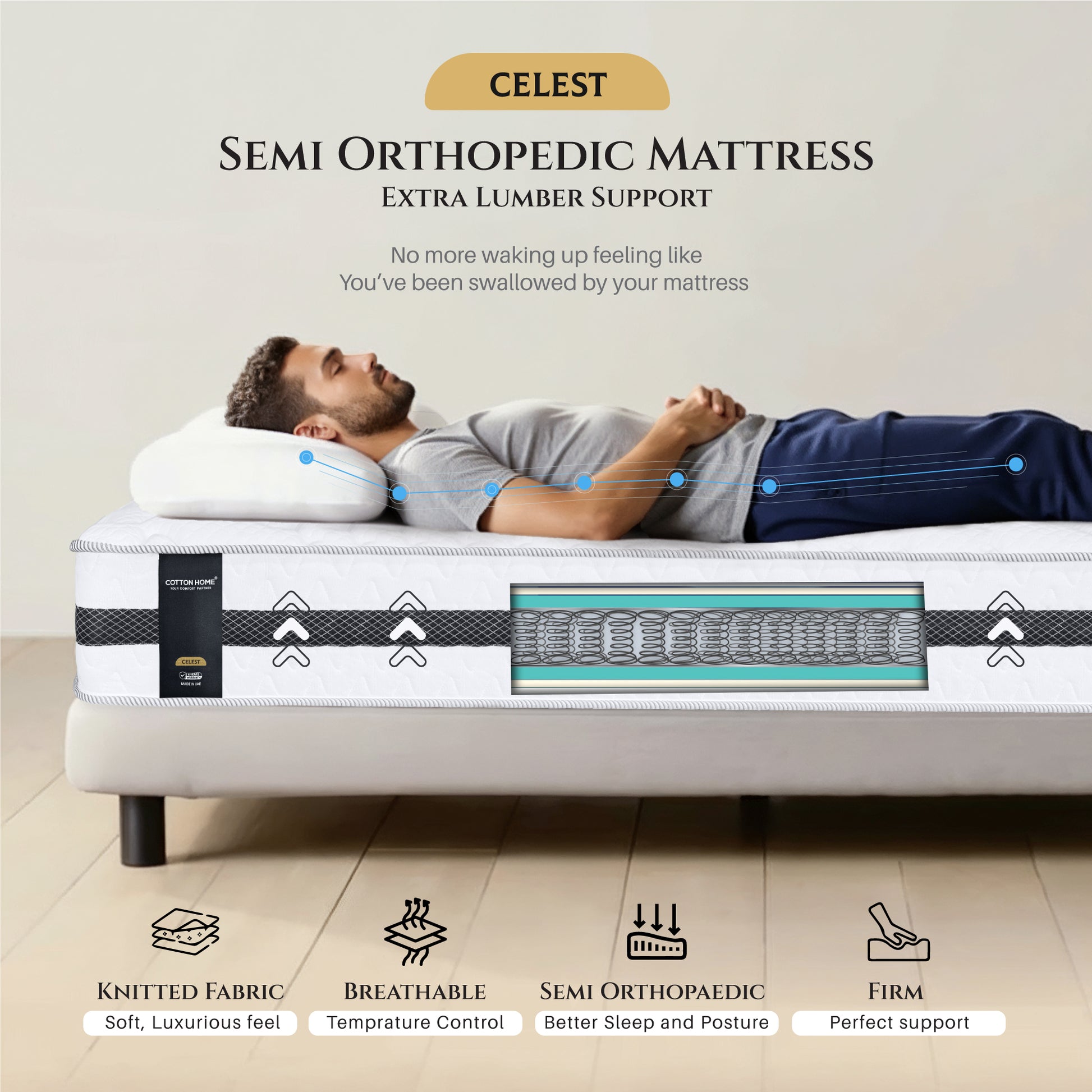 Cotton Home Celest Bonnell Spring Mattress Single