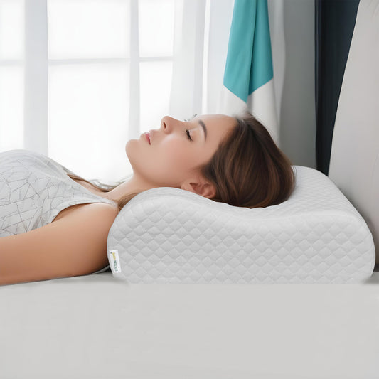 Cervical Support Memory Foam Pillow for Neck and Shoulder Pain Relief, Washable Cover 60x35x9-11 CM