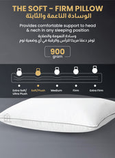 Beverly Side Sleeper Ultra Soft Pack of 2 Cotton Pillow with Gray Cord for Ultimate Support  50x75cm 1200grams - Cotton Home