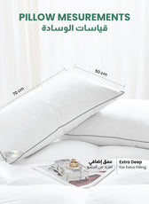 Beverly Side Sleeper Ultra Soft Pack of 2 Cotton Pillow with Gray Cord for Ultimate Support  50x75cm 1200grams - Cotton Home