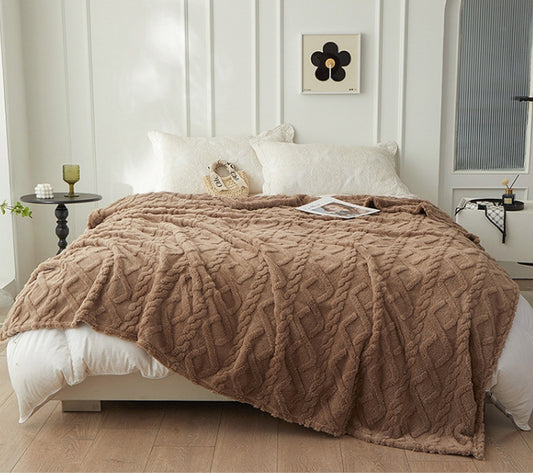 Premium Jacquard Blanket Double Size Coffee Color