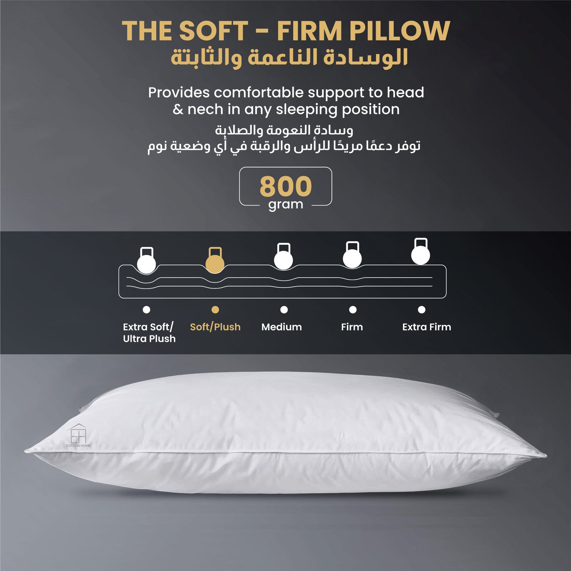 Premium Quality Medium Majestic Pillow Suitable for Back Sleeper Pillow 48x70 cm
