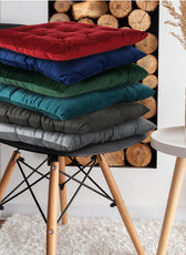 Velvet Slip Free Tufted  Chair Cushion Green 40x40cm - Cotton Home