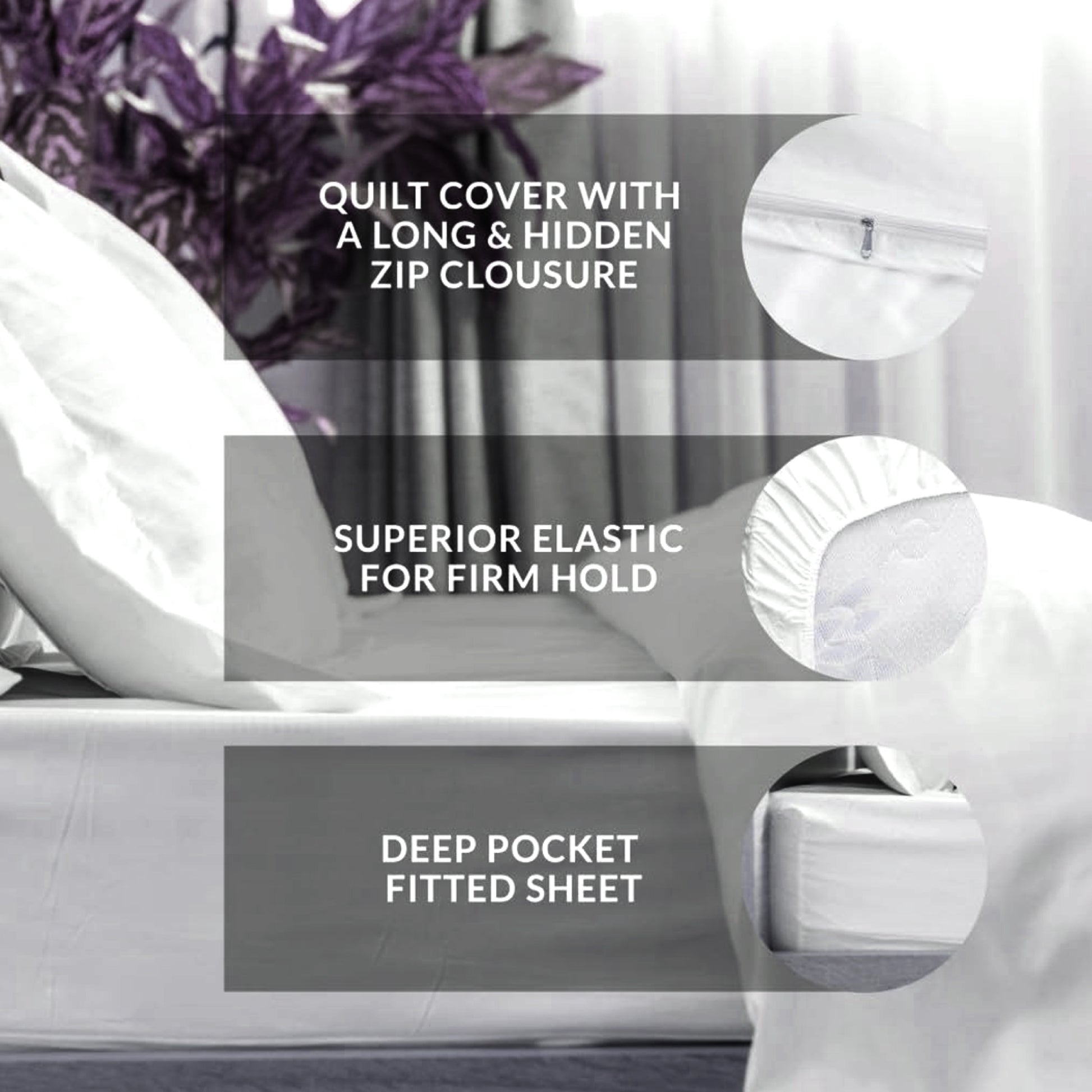 Premium Quality Super Soft King Size 6 pieces Duvet Cover Set 220x240cm Light Grey