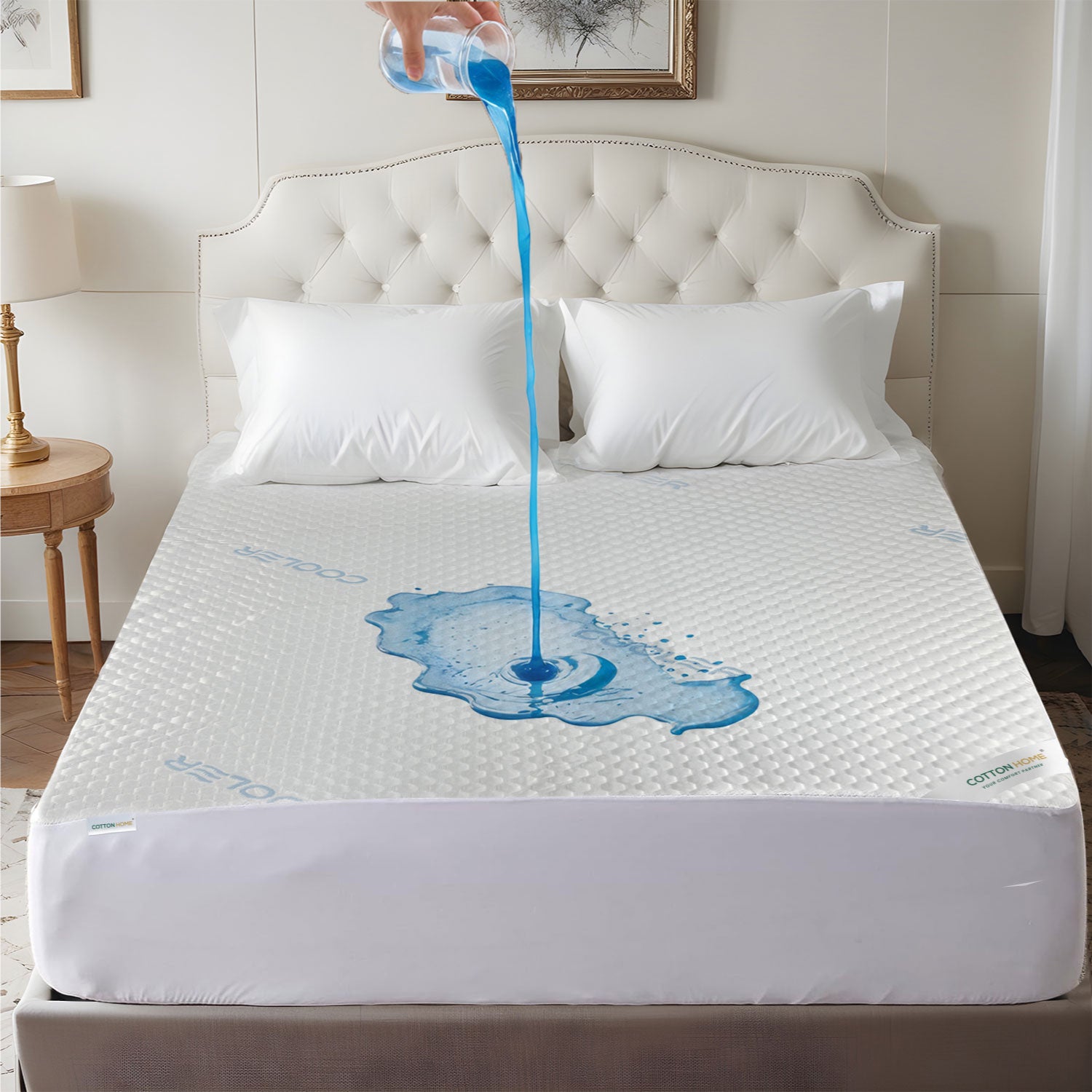 Premium Coolent Mattress Protector 180x200+35CM Breathable & Waterproof - Cotton Home