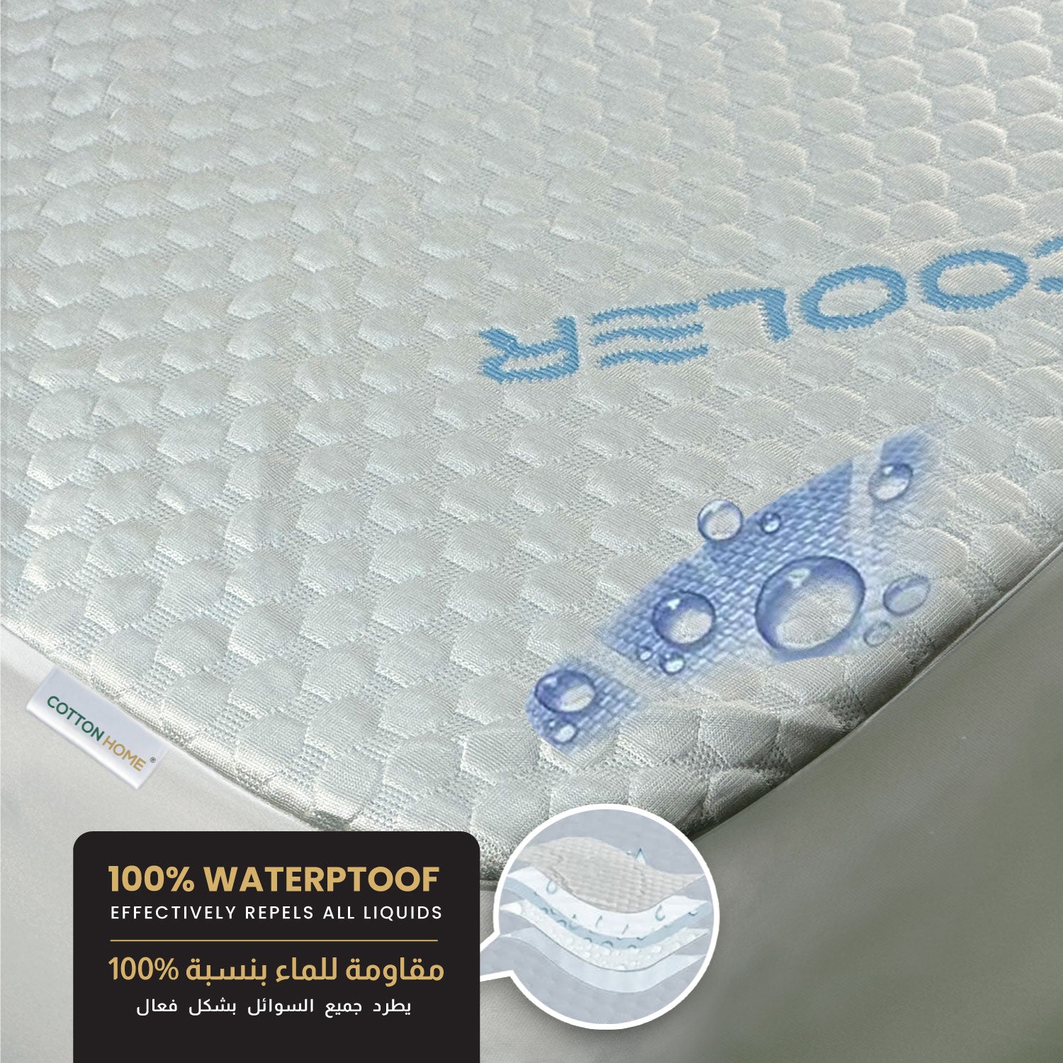 Premium Coolent Mattress Protector 180x200+35CM Breathable & Waterproof - Cotton Home