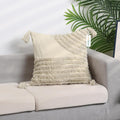 Boho Handcrafted Throw Pillow 45x45cm Geometric Embroidery Cushion with Arc Design