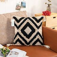Boho Handcrafted Throw Pillow 45x45cm Geometric Embroidery Cushion with Maze Design