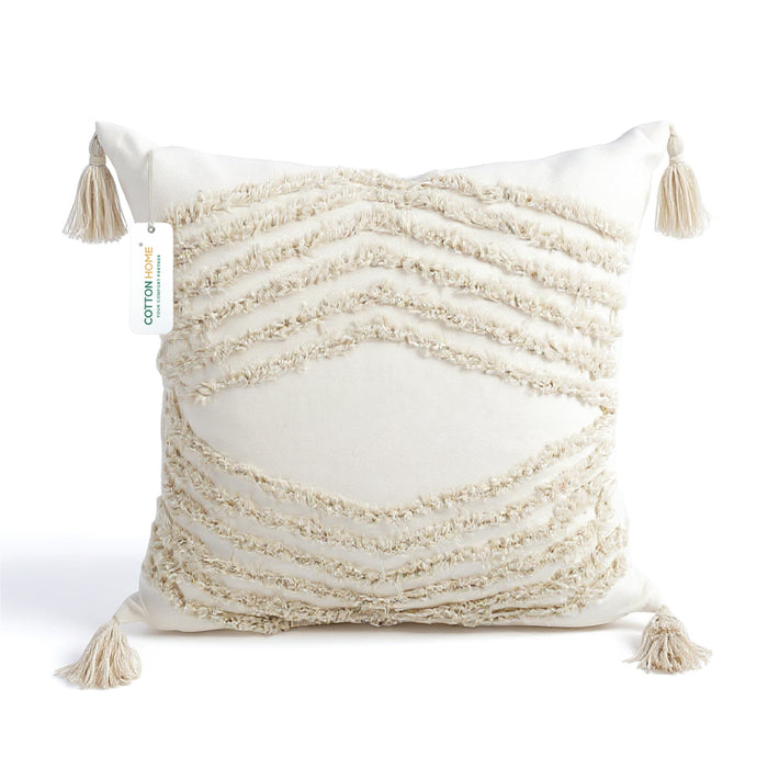Boho Handcrafted Throw Pillow 45x45cm Geometric Embroidery Cushion with Arrow Design