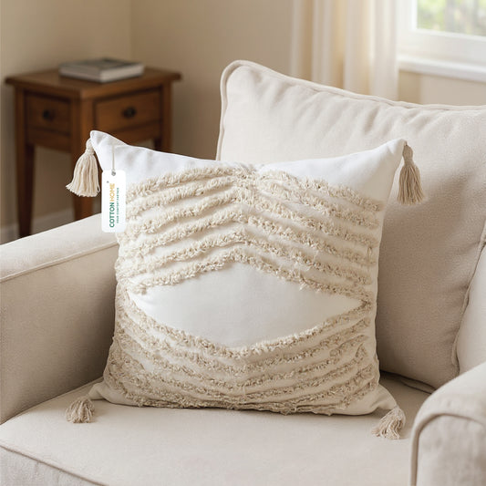 Boho Handcrafted Throw Pillow 45x45cm Geometric Embroidery Cushion with Arrow Design