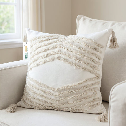 Boho Handcrafted Throw Pillow 45x45cm Geometric Embroidery Cushion with Arrow Design