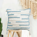 Boho Handcrafted Throw Pillow 45x45cm Geometric Embroidery Cushion with Stripe Design