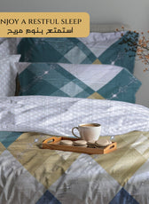 6 Piece Duvet Cover Set  220x240cm –  with Fitted Sheet & Pillowcases Diamond