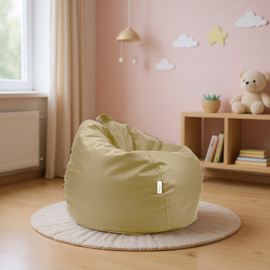 Kids Bean Bag Chair Premium PU Leather 50x80x80cm - Dark Beige