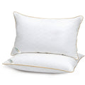 Royal Angler Dobby Premium King Pillow with Gold Cord Egyptian Cotton - White, 50x90cm - Geometric