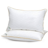 Royal Angler Dobby Premium King Pillow with Gold Cord Egyptian Cotton - White, 50x90cm - Geometric