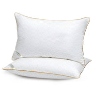 Royal Angler Dobby Premium King Pillow with Gold Cord Egyptian Cotton - White, 50x90cm - Geometric