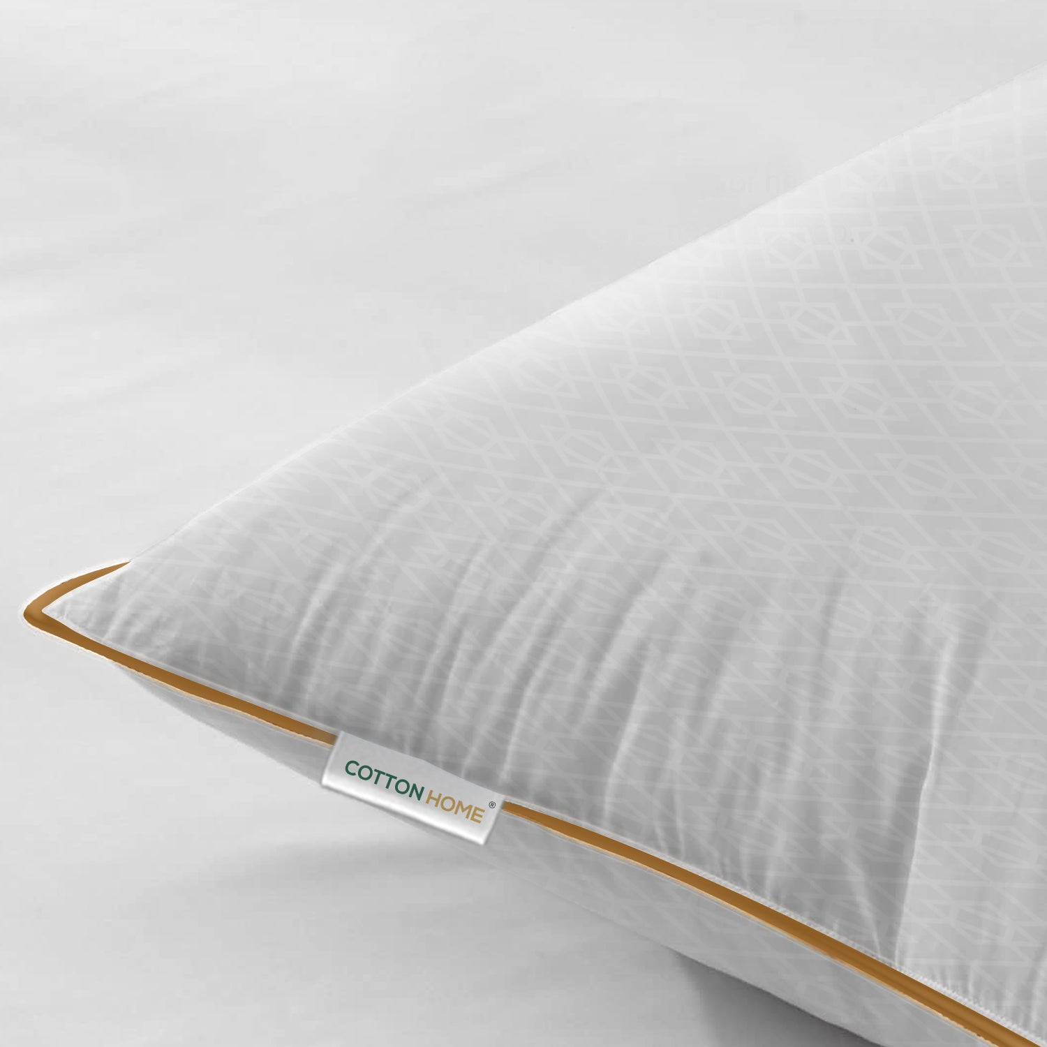 Royal Angler Dobby Premium King Pillow with Gold Cord Egyptian Cotton - White, 50x90cm - Geometric