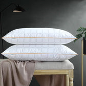 Royal Angler Premium Luxury Egyptian Cotton Pillow 50x90cm with Gold Piping - Grid