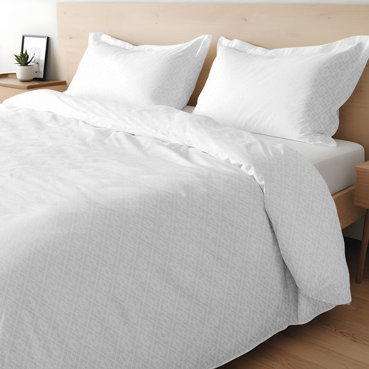 Egyptian Cotton 6 Piece Duvet Cover Set 240x260cm White Geometric