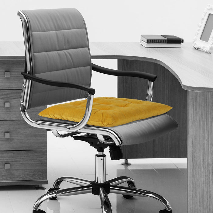 Velvet Slip Free Tufted  Chair Cushion Dark Mustard 40x40cm - Pack of 4