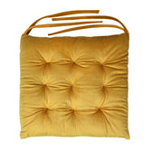 Velvet Slip Free Tufted  Chair Cushion Dark Mustard 40x40cm - Pack of 2