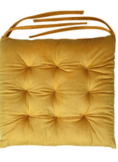 Velvet Slip Free Tufted  Chair Cushion Dark Mustard 40x40cm - Cotton Home